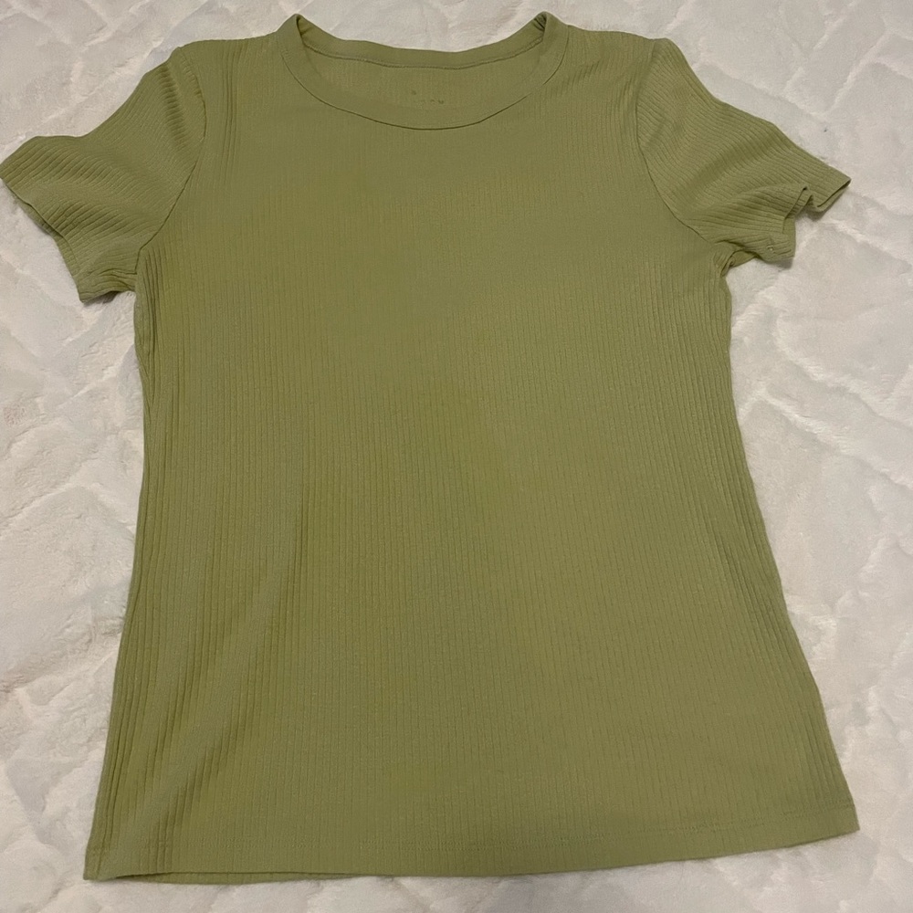 Sea foam green ribbed tshirt; Medium